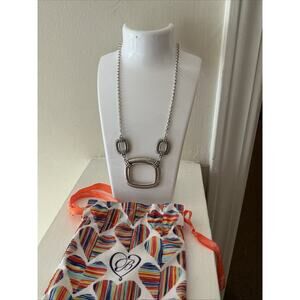 Brighton Necklace Trio Triple Square RUNWAY Silver Tone STATEMENT 14” necklace